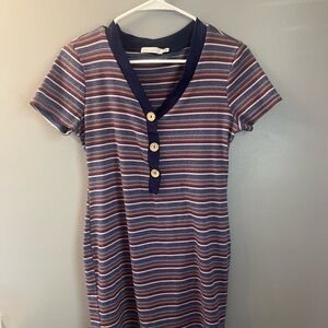 Lush Navy and Red Striped Dress